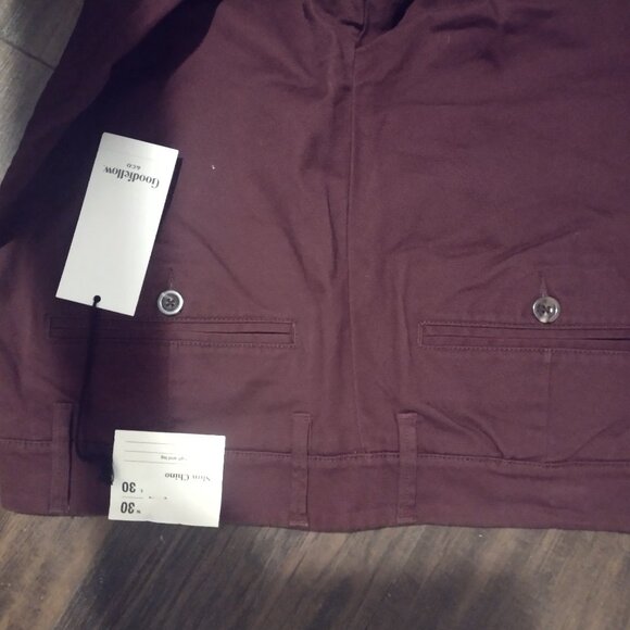 Goodefellow and Company maroon mens casual pants 30 30 new with tags - Picture 2 of 4